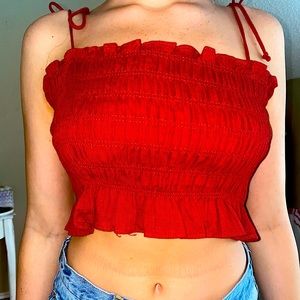 Red cropped tank top from cotton candy LA